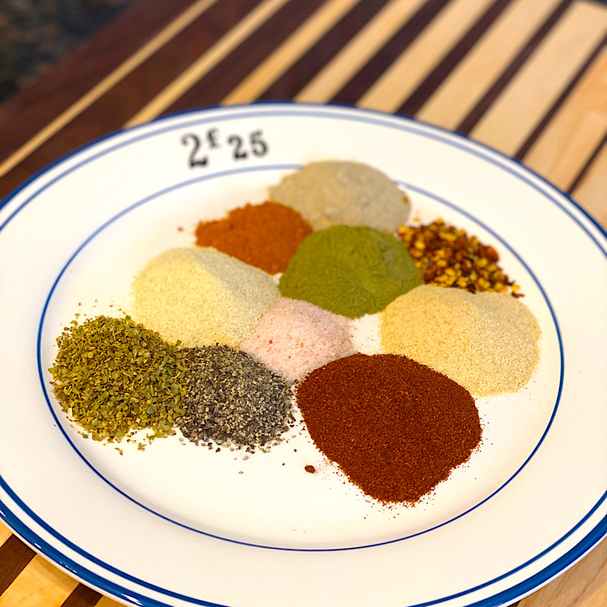 Homemade Cajun Seasoning Spices measured and ready to blend.