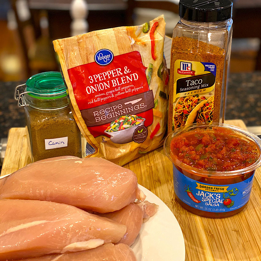 No Chop Crockpot Mexican Chicken, simple ingredients for a delicious no prep meal!