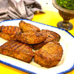 grilled steak on platter
