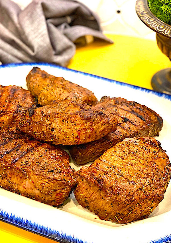 grilled steak on a serving platter