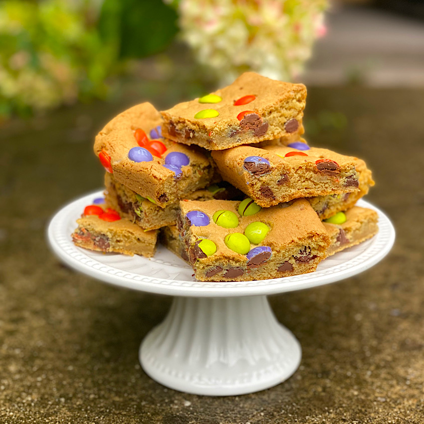 Halloween Cookie Bars on a serving dish