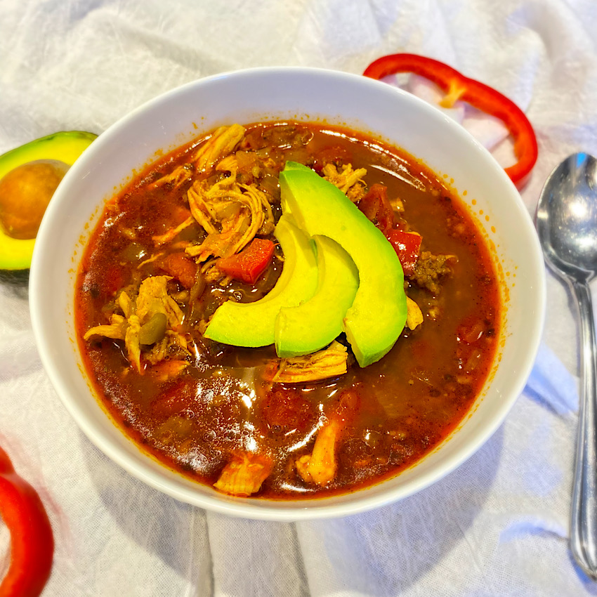 Bowl of Chicken and Chorizo Soup