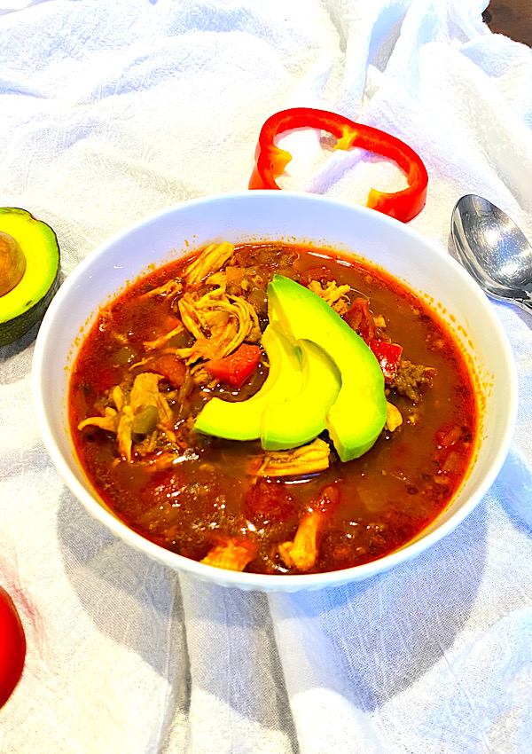 Bowl of Chicken and Chorizo Soup