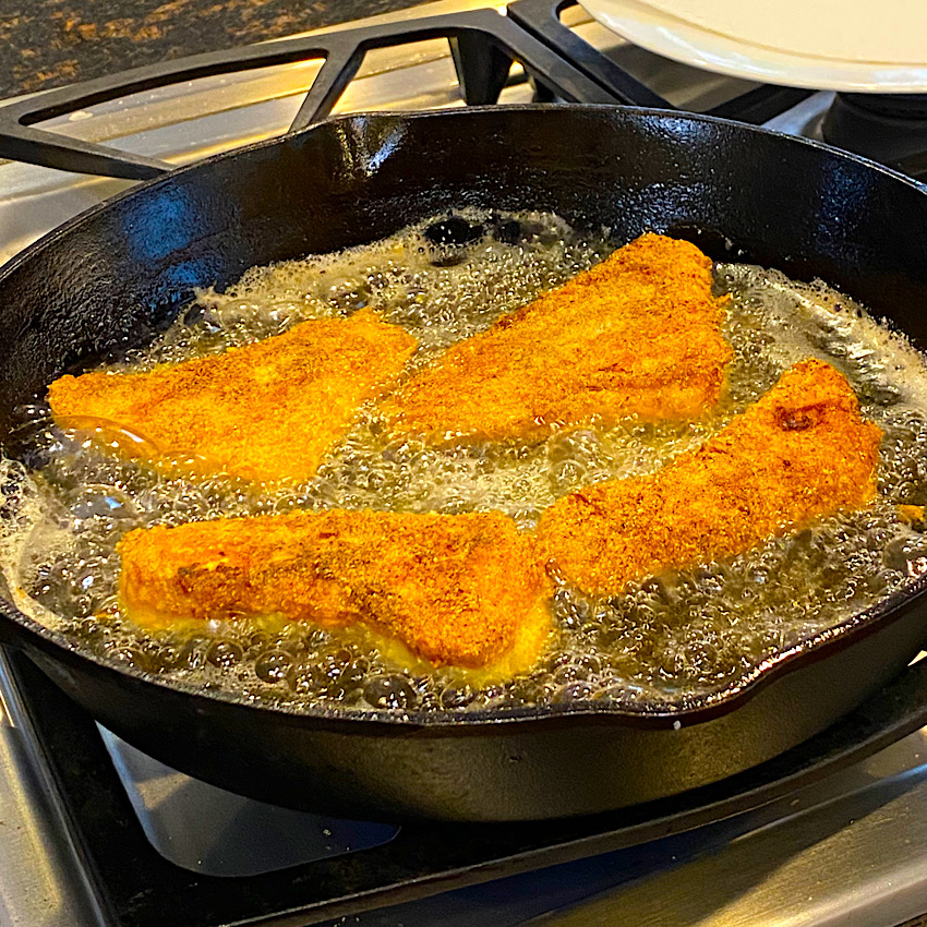 Pan Fried Fish cooking in oil