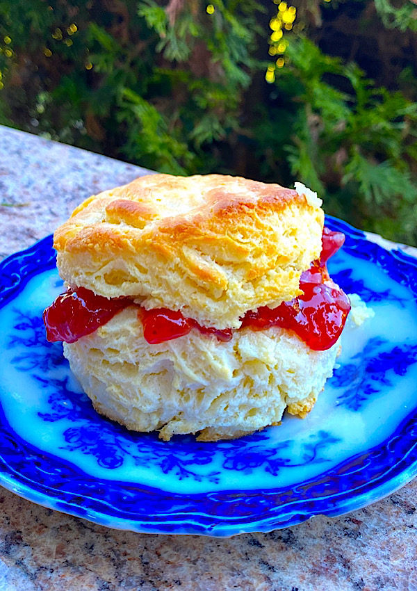 Fresh biscuit with strawberry jelly
